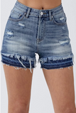 High Rise Patched Leg Shorts
