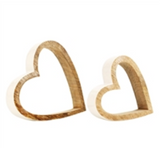 White Enamel Edge Wood Hearts