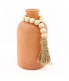 Large Apricot Glass Jar With Beads - Ts
