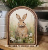 Arch Top Tan Bunny Framed Art