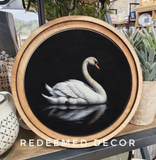 8" Round Swan Art