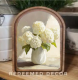 Arch Top Hydrangea Vase Framed Art