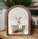 Arch Top Bunny In Tub Framed Art
