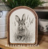 Arch Top Bunny Sketch Framed Art