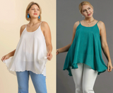 Sheer Adjustable Spaghetti Strap Flowy Silhouette Top