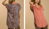 Satin Animal Print Collar Button Down