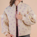 Floral Printed Quilted Oversized Casual Jacket