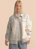Oversized Floral Printed Contrast Cotton Jacket