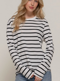 Long Slv Round Neck Y/d Stripe Tee