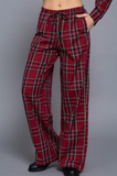 Wide Leg Plaid Woven Pants