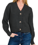 Melange Button Front Sweater Cardigan