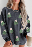 Sequin Christmas Tree Patched Baggy Sweatshirt