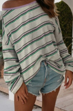 Purple Stripe Long Sleeve Oversize Top