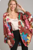 Open Front Floral Print Kimono