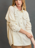 Linen Blend Half Button Down Top