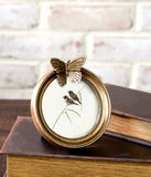 3.5 Rd. Ant. Gold Butterfly Photo Frame