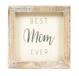 5x5x1.5 Wood Frame Sign (mom) Wh/gy