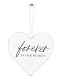 5x5x.5 Wood Heart Ornament (forever) Wh/bk
