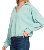 French Terry Collared Pullover