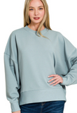 Ribbed Balloon Sleeve Pullover