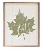 Hello Fall Leaf White 8x10