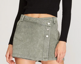 Washed Twill Wrap Skort