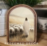 Arch Top Jesus Sheep Framed Art