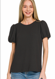 Ribbed Puff Sleeve Top