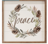 Peace Pinecone Wreath Wh 8x8