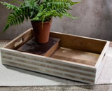 18 X 12 Beige Stripe Resin Tray
