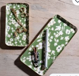 Green Floral Rect. Trays