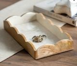 13.2 White Scallop Pattern Wood Tray