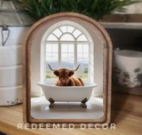 Arch Top Highland White Tub Framed Art