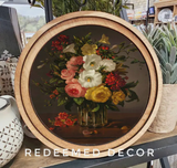 Round Vintage Dark Floral Art