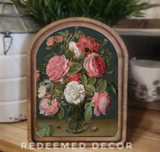 Arch Top Pink Roses Framed Art