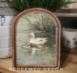 Arch Top Vintage Pond Ducks Framed Art