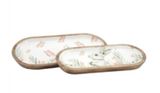 Bunny And Flower Enamel Oval Trays