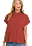 Mock Neck Short Sleeve Boxy Sweater