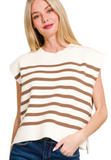 Oversized Crew Neck Stripe Sweater Vest