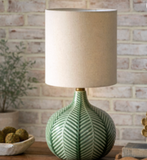 15.5 Green Leaf Pattern Ceramic Table Lamp