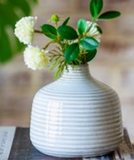 5 White Line Ceramic Vase