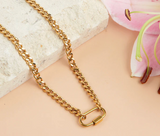 2 Tone Carabiner Chain Necklace Gold L:
