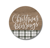 Christmas Blessings Wood And Plaid Circle