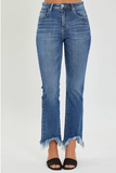 Risen - High Rise Fray Hem Ankle Bootcut Jeans