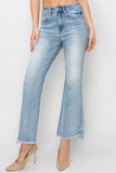 Risen - High Rise Crop Flare Side Step Hem Jeans