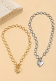 Hammered Heart Toggle Necklace
