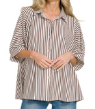 Oversized Stripe Button Down Shirts