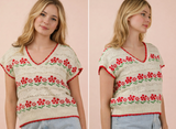Floral Graphic Knit Sweater Vest