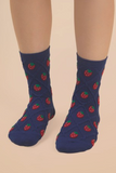 Strawberry Printed Textured Crew Socks