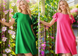 Solid Mini Dress With Pocket And Keyhole Back